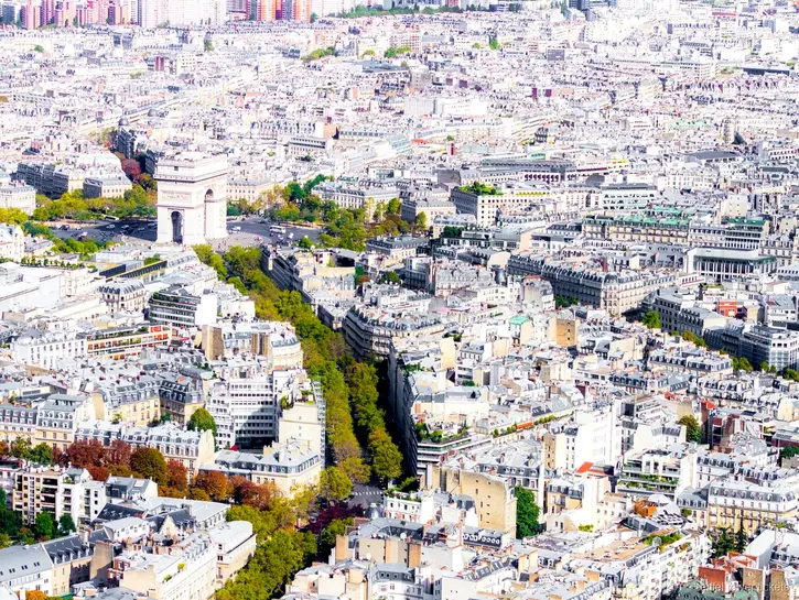 Skyline von Paris von der Spitze des Eiffelturms